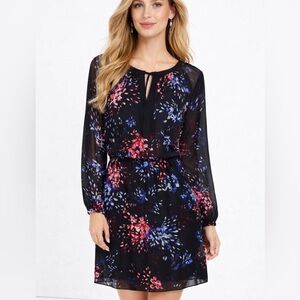 White House Black Market floral long sleeved dress Size 10